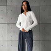 TARUXY Weiß Strickjacke Frauen Ribbing Drehen Kragen Zipper Dünne Pullover Femme Herbst Winter Mode Strickwaren Strickjacken Frau